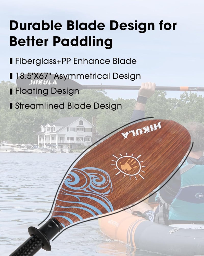 HIKULA Adjustable Carbon Fiber Shaft Kayak Paddle, Kayaking Oars with Reinforced Nylon Blade for Adults, 4 Piece, 86in/220cm to 90in/230cm - Image 2